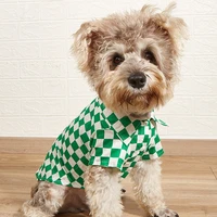 dog shirts british style green plaid pet dog clothes for small medium dogs cotton puppy cat clothing bulldog chihuahua summer