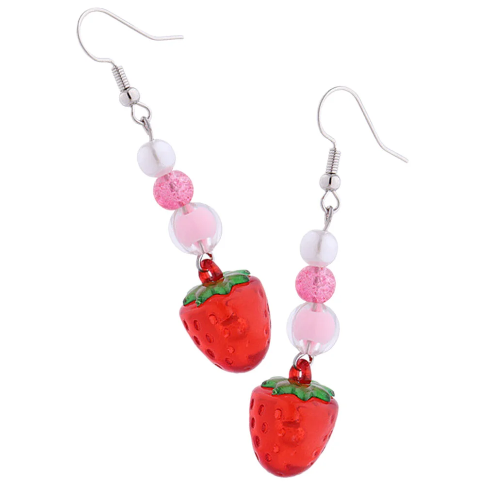 1 Pair Strawberry Earring Fruit Strawberry Resin Earrings Dangle Earrings Women Earrings