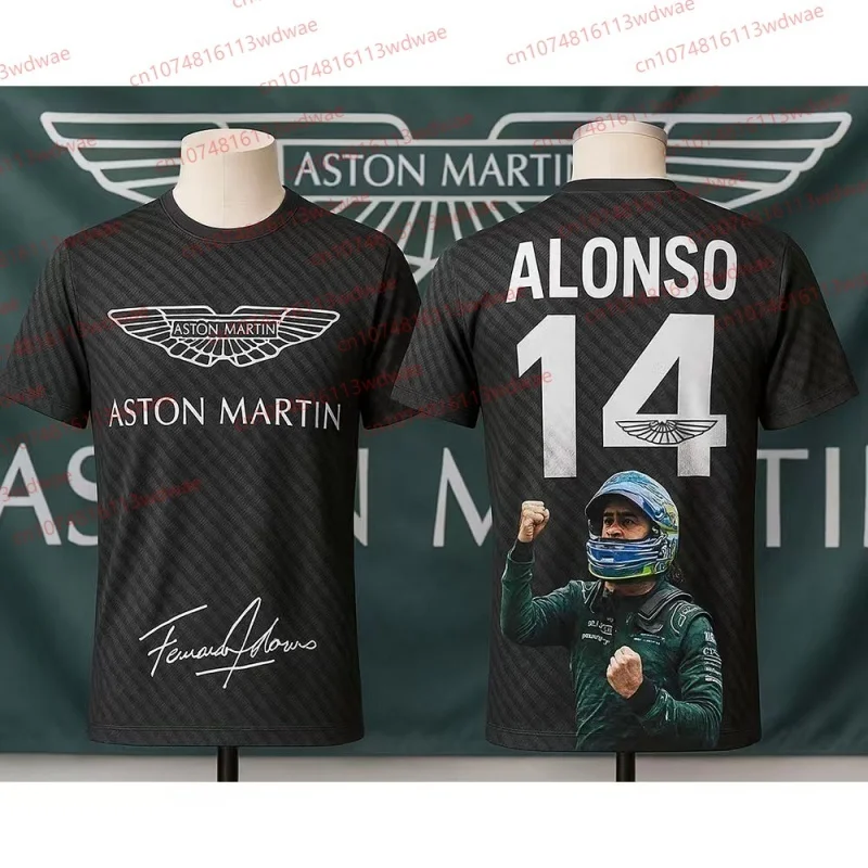 Фото Спортивная футболка Aston Martin Team Stroll 18 с короткими рукавами, дышащая, для мужчин, сувенир для фанатов №4