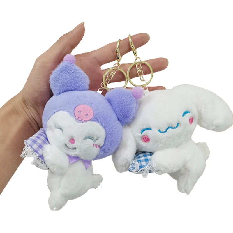

Plush Cinnamoroll Sanrio Keychain Melody Kuromi Plushie Keychains Pompom Purin Bag Pendant Keyring Children Toys Key Chain Gifts