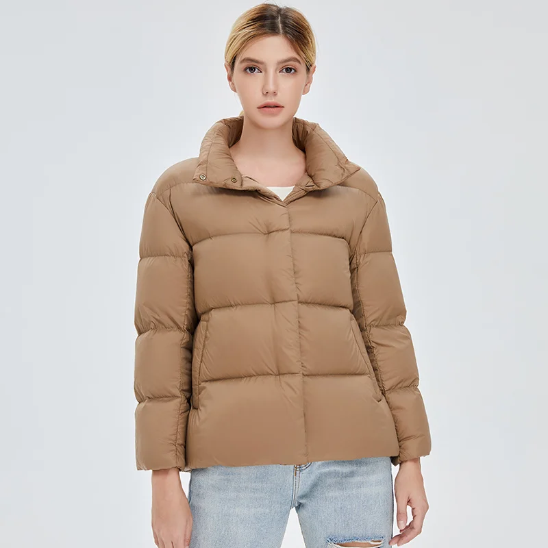 2023 New Winter Women Light 90% White Duck Down Coat Female Slim Solid Short Puffer Jacket Warm Casual Tops Plus Size Outwear