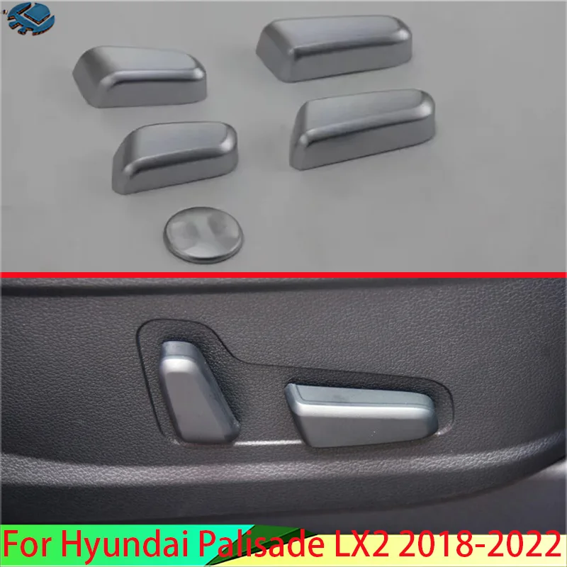 

For Hyundai Palisade LX2 2018-2023 2019 Car Accessories ABS Chrome Interior Inner Seat Adjustment Switch Knob Button Cover Trim