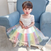 1 5y elegant girls princess dress wedding birthday party bridesmaid tulle lace embroidery formal dresses kids children ball gown