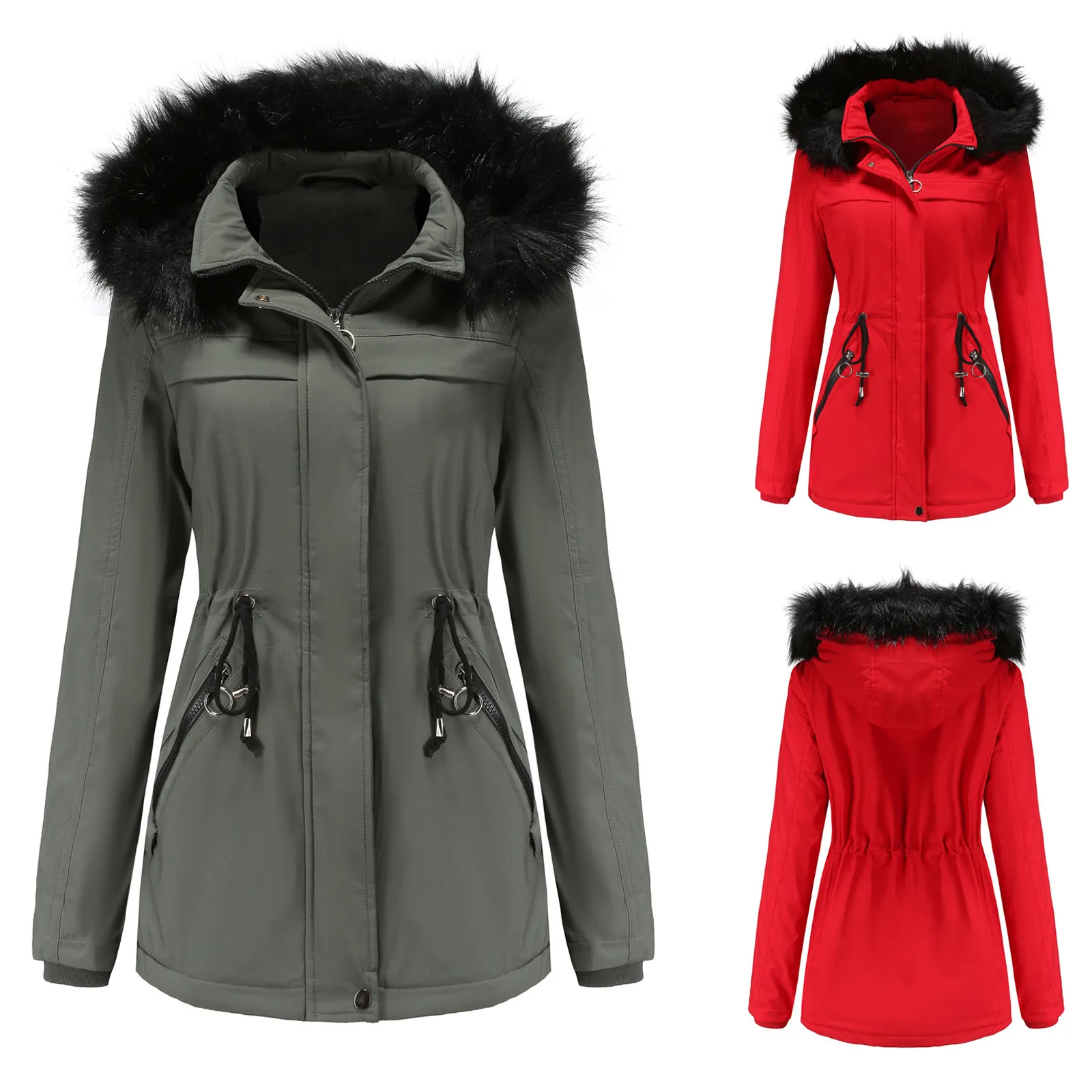 

Women's Thickened Overcoat Warm Trendy Winter Fleece Lined Solid Womens Jacket Spring Tan Fleece Jacket Women Fleece