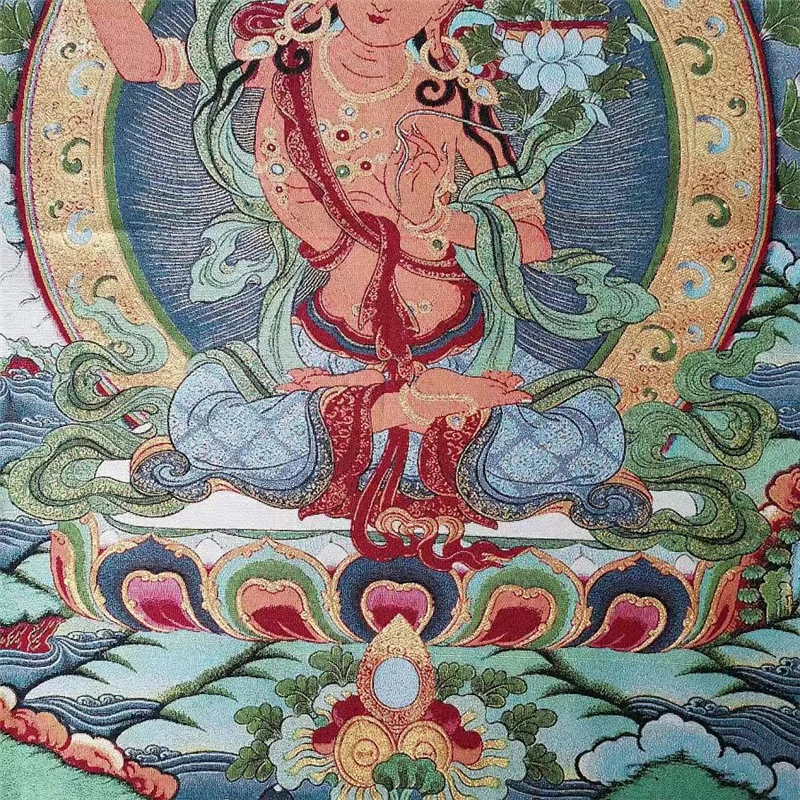 Картина с вышивкой Тханка картина ткани Манджусри Бодхисаттвы для украшения