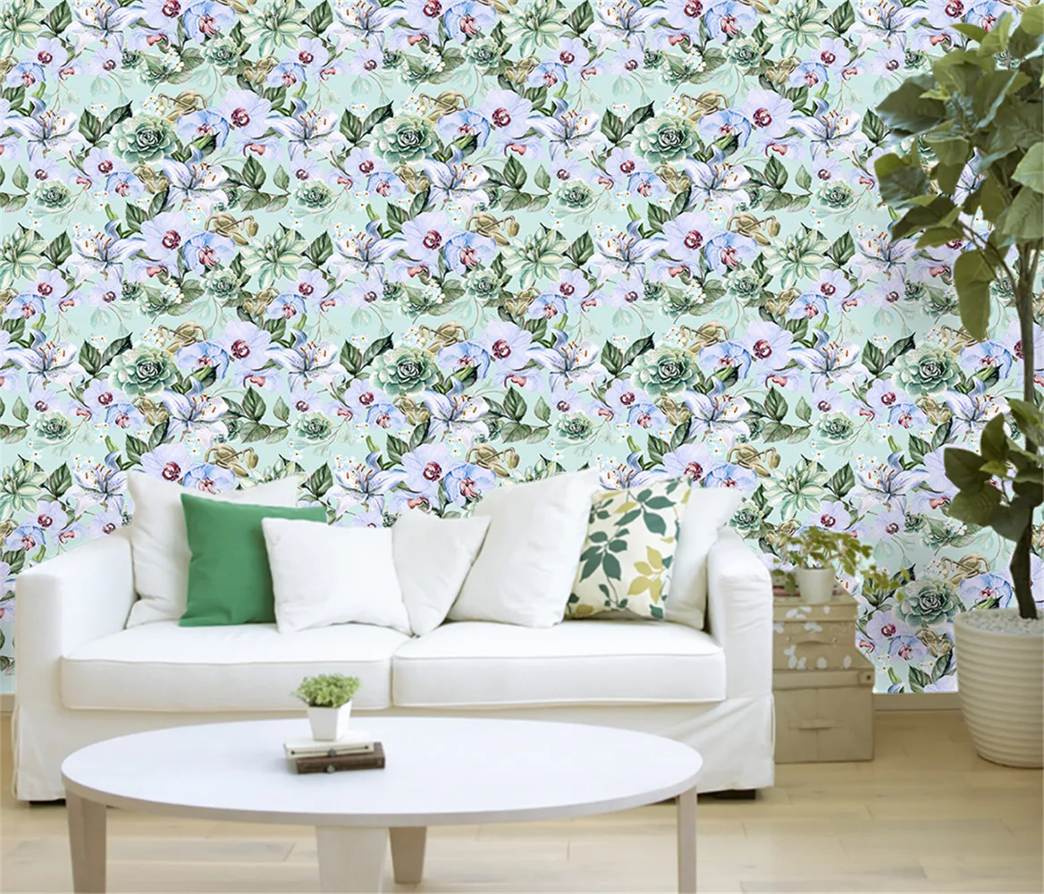 

Custom papel de parede Murals Wallpaper 3D photo wallpapers for living room TV Background vintage blue flowers Wall Papers