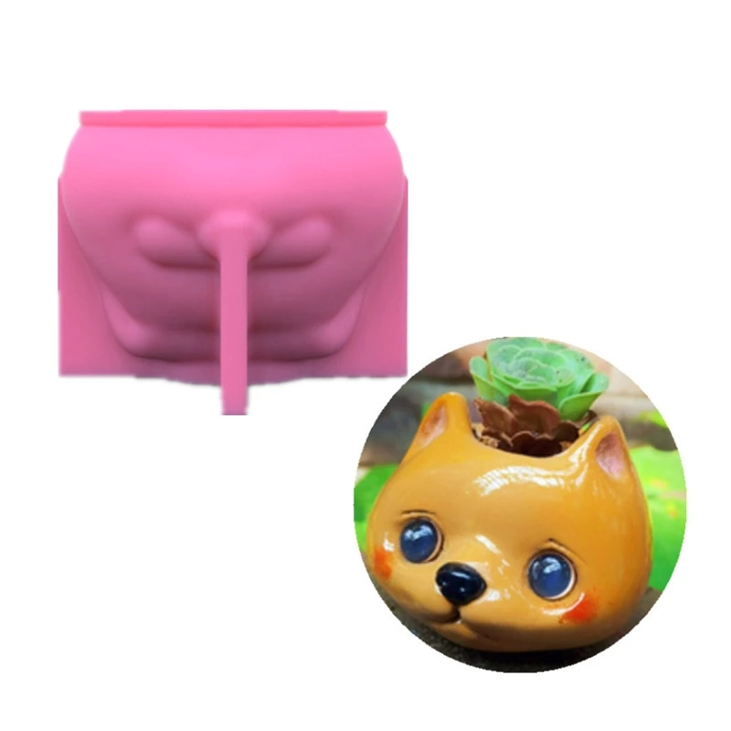 

Silicone Planter Molds Dog Mold for Handmade Flower Pots Pen Storage Holder Mold X3UD