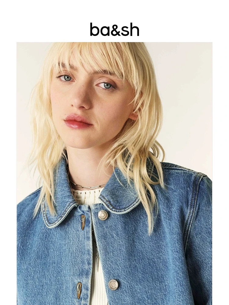 BA &amp Sh2024 Новая верхняя одежда ранней осени джинсовая плиссировка простое