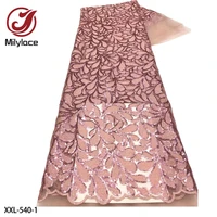 french sequins tulle mesh lace fabricshigh quality embroidery african lace fabric for party xxl 540