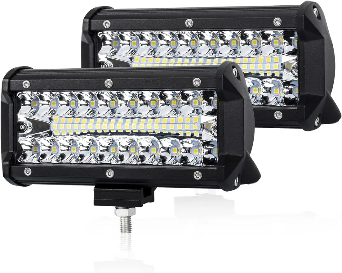 

2PCS 7 Inch LED Light Bar for Truck,ATV,UTV, Marine, IP68, 24000LM LED Pods Spot & Flood Combo Beam, 12V Bar Led Work Lights