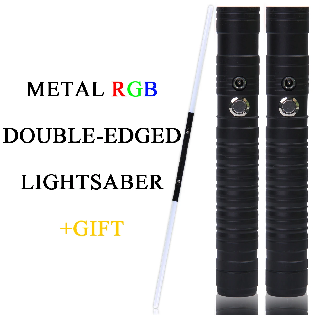 

Double-edged Lightsaber RGB 14 Color Change LED Laser Sword Two In One Switchable Saber Sound Full Metal Handle Cosplay Gift