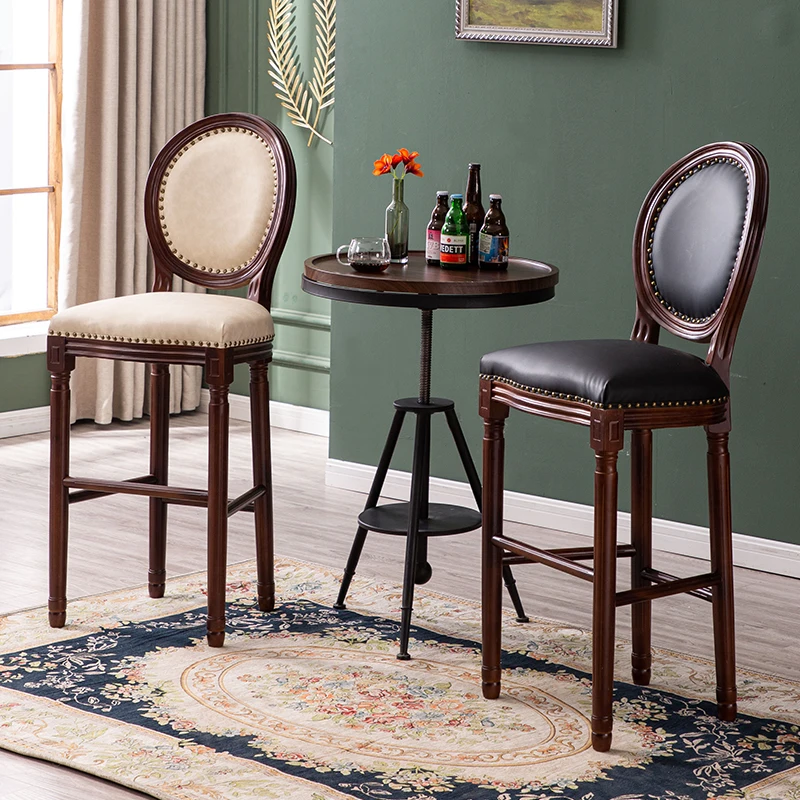 Household Furniture High Feet Backrest Stool Nordic Luxury Iron Sillas Furniture Wk