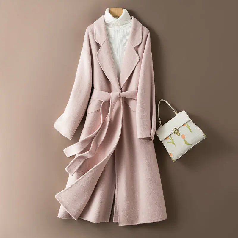 

Promotion 2023 Autumn Women Woolen Coat Fashion One Button Women Winter Clothes Cashmere Long Coats Tops