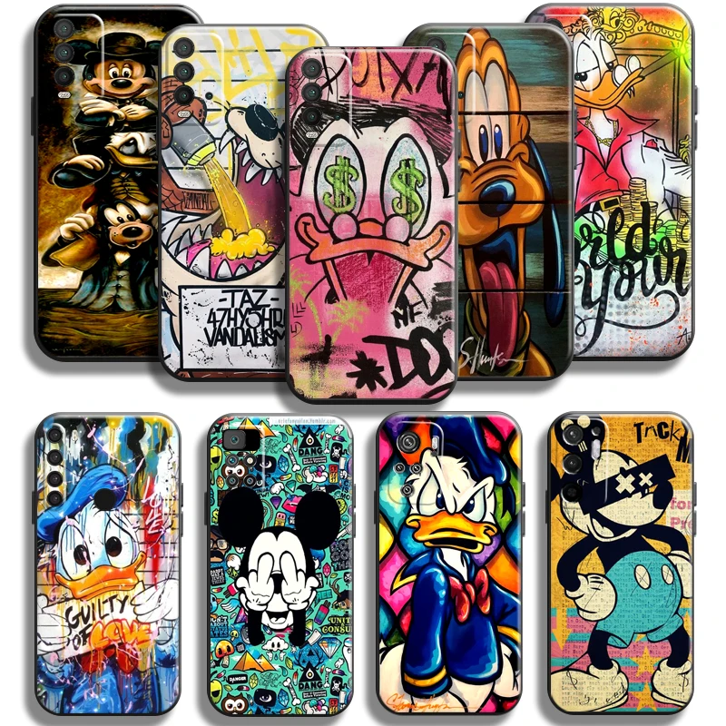 

Disney Mickey Duck Graffiti Phone Case For Xiaomi Redmi 9T For Redmi 9T Case Coque Liquid Silicon Carcasa Back Soft