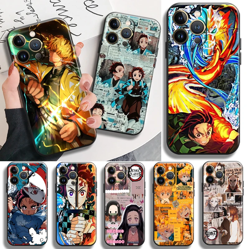 

Japan Anime Demon Slayer Phone Case For Apple iPhone 13 12 11 Pro Max X XR XS Max 5 5s 6 6S 7 8 Plus SE2020 13 12 Mini Funda