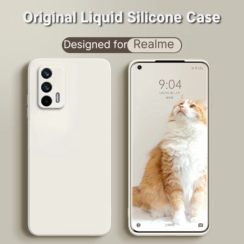

Original Liquid Silicone Case For Realme GT Neo 2 GT2 Q3Pro 8 7 6 5 Pro 8i 7i 5i 6S 5S V13 V5 Protection Phone Coque Funda Cover