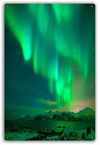 

Personalized Custom Metal Sign Mixed Colorful Borealis Dancing in The Sky Wall Paintings Home Office Decorations Metal Wall
