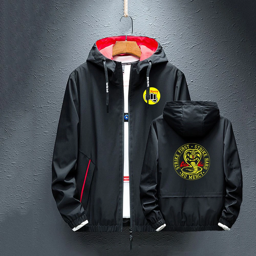 

2022 Cobra Kai No Mercy Strike First Strike Hard Men's Spring And Autumn Jacket Hip Hop Coats Windbreaker Top