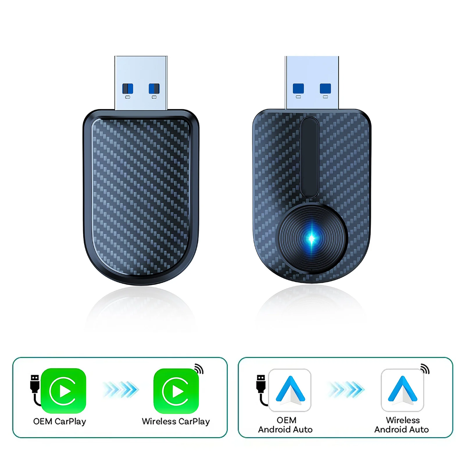 Pionray Новый беспроводной адаптер CarPlay 2 в 1 и беспроводной адаптер Android Mini Auto, 5 ГГц Wi-Fi Type-C/USB Plug Play Wireless Carplay