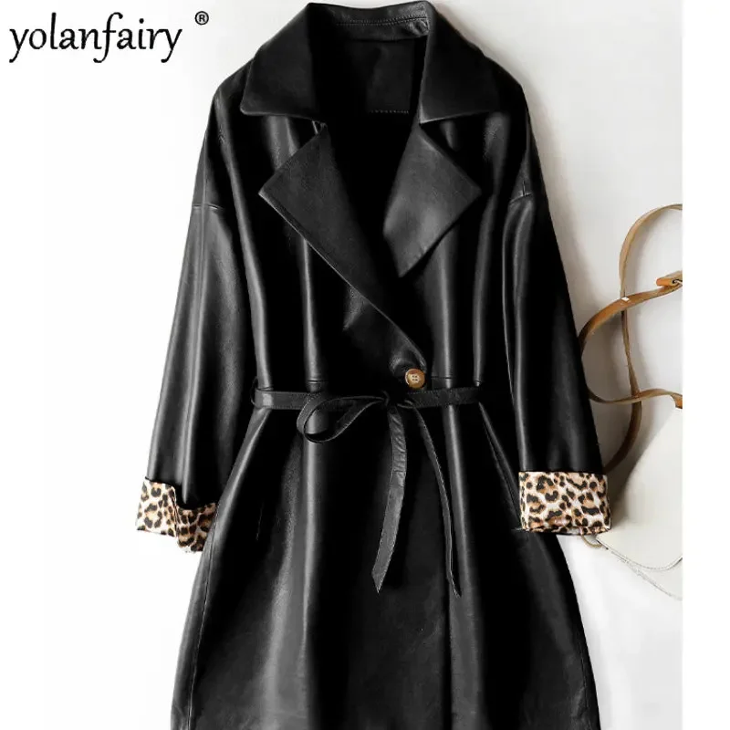 

Высококачественное пальто из овчины, Женская Повседневная кожаная ветровка, женская натуральная куртка, весеннее платье, новинка 2023, куртка FCY