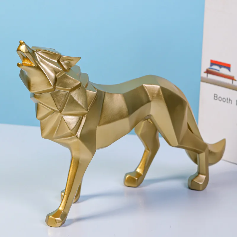 

Nordic Creative Geometric Wolf Ornament Handicraft Resin Home Decoration Accessories Living Room Decor Office Desk Decorate Gift