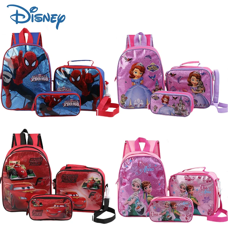 Case Shoulder Bag Set Spiderman Elsa Sofia Kindergarten Boy Girl Backpack School Supplies Gift