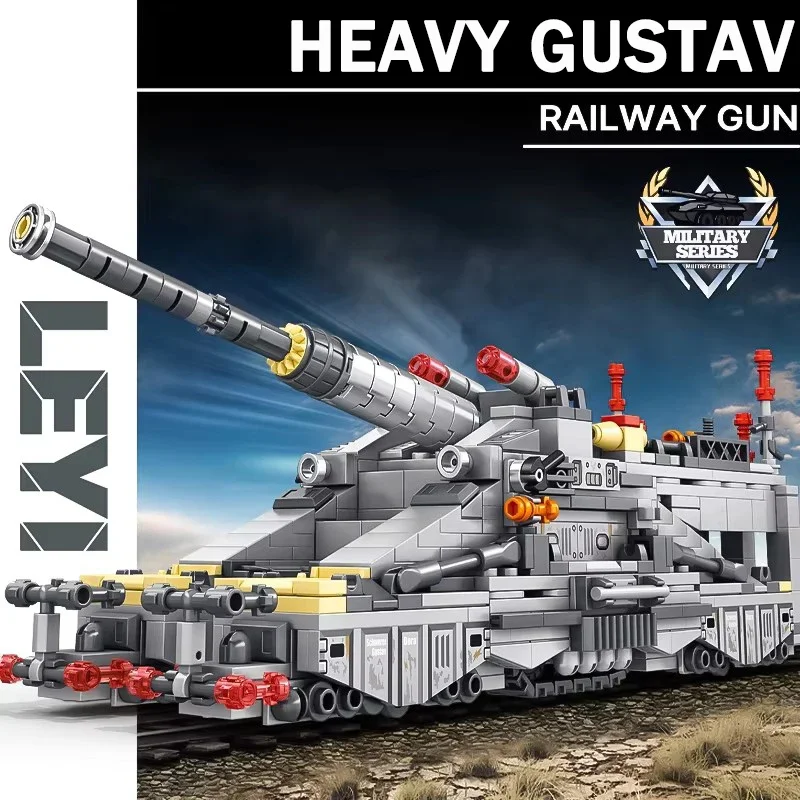 853 шт. военная серия тяжелые строительные блоки Gustav Cannon WW2 солдаты оружие модель