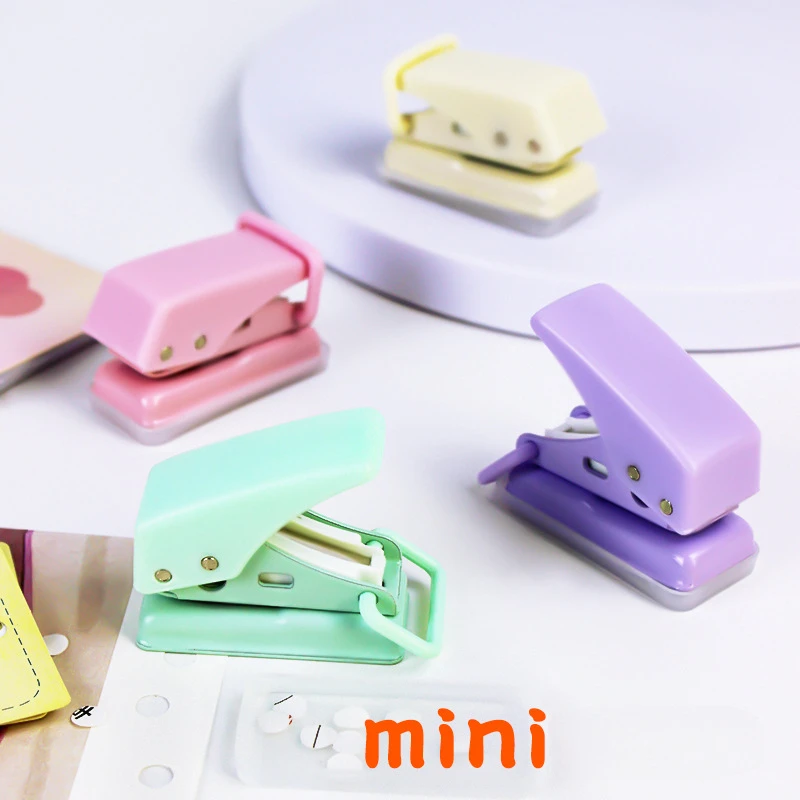

Pink Blue Color Single Ring Mini Hole Puncher 1 Hole Cute Paper Punch Portable Office School Binding Supplies Stationery