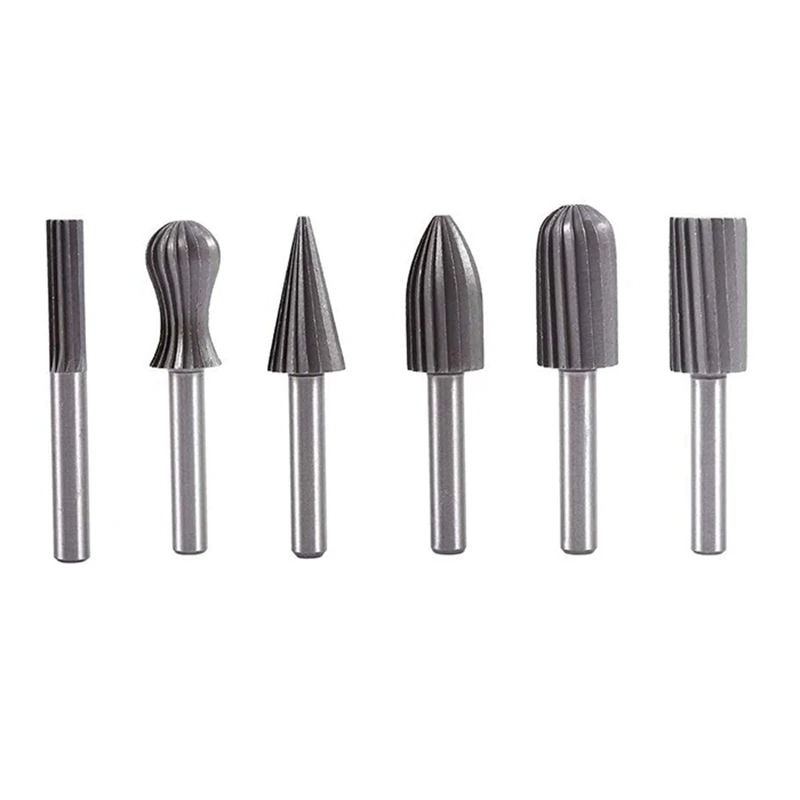 

6Pcs Drill Bit Wood Carving Bits HSS Rotary File Carving Knife Grinding Head Cutting Metal Plastic Wood Grinding 1/4In