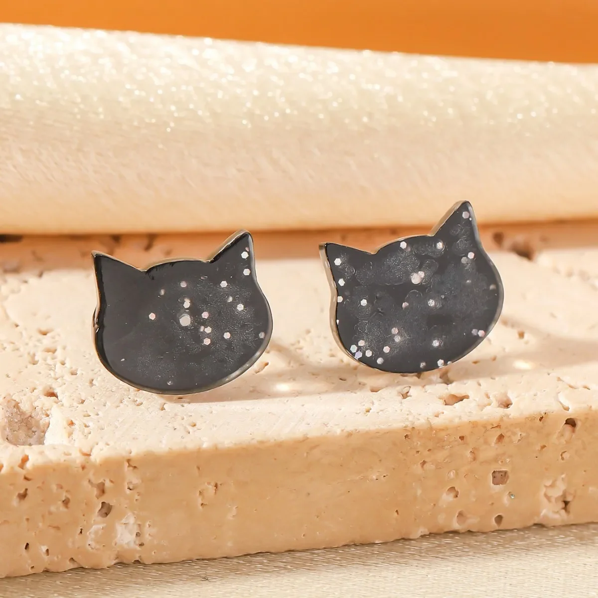 Милые мини-серьги с черным котом акриловые шпильки нишевый дизайн звездное небо