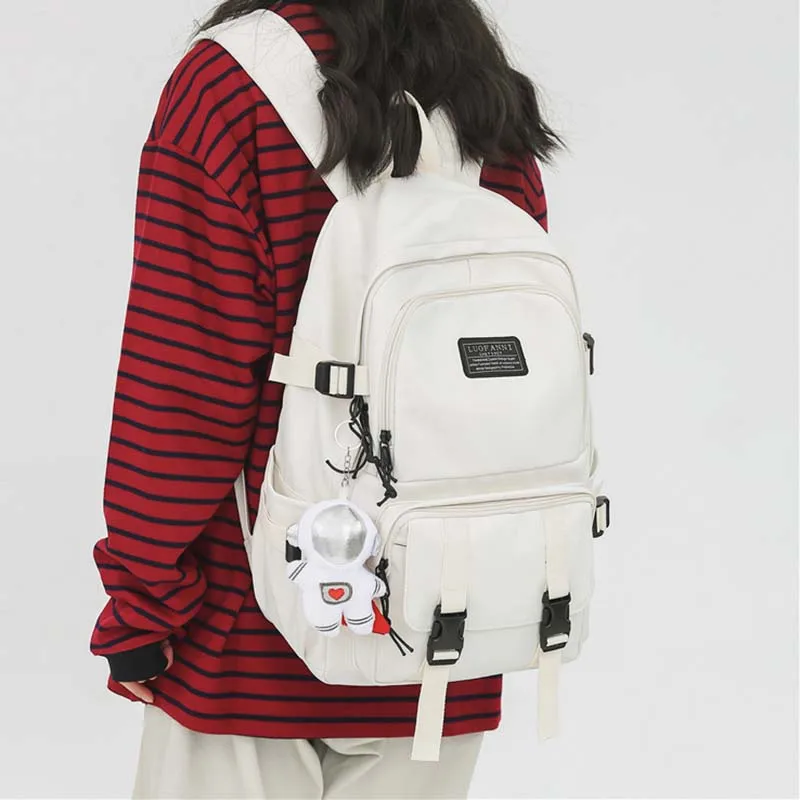 

New Solid Color Women Schoolbag Teenage Girl College Student Versatile Backpack Large Capacity Simple Backpacks Waterproof Bag