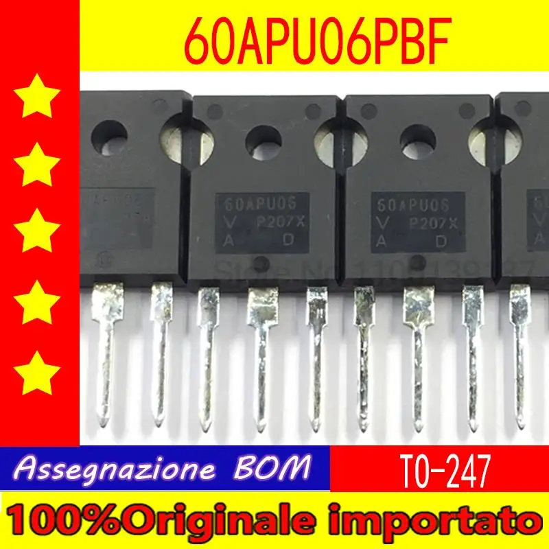 

10pcs/lot 60APU06PBF 60APU06 TO-247 ultra-fast soft recovery diode 60A 600V