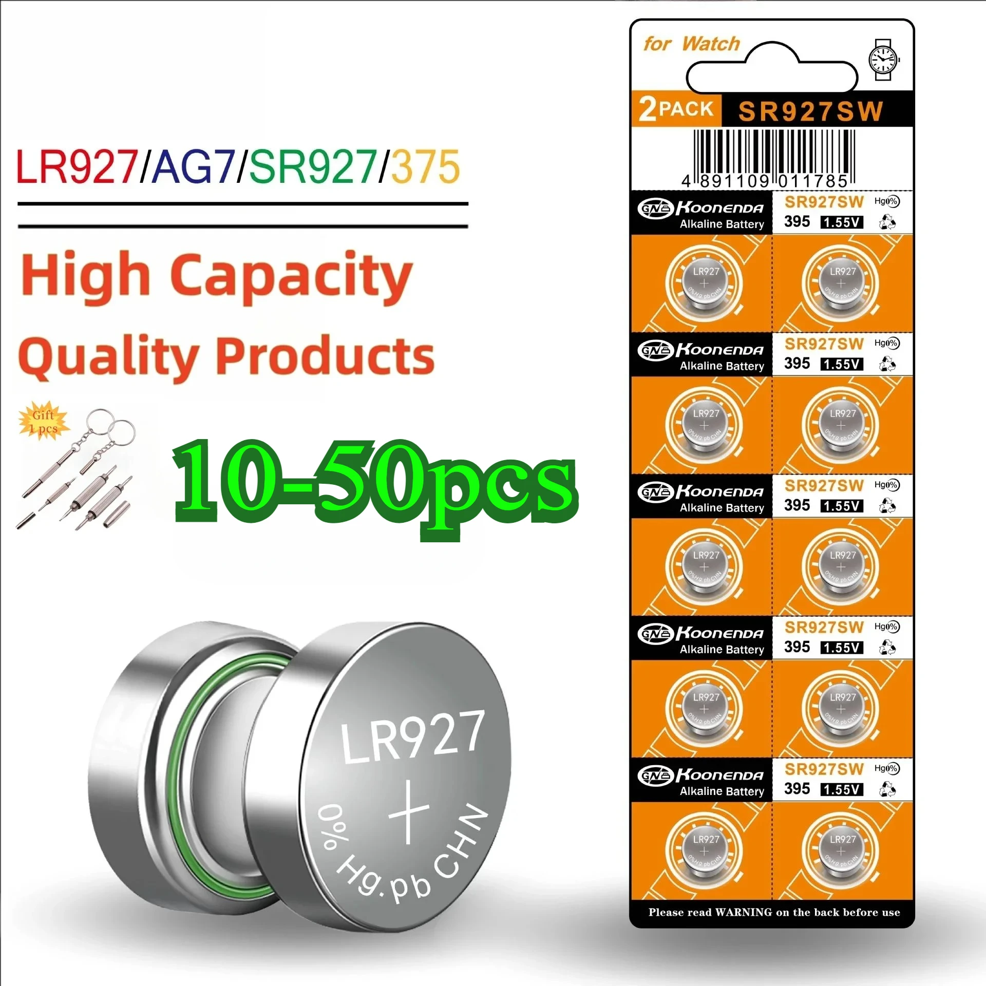 10-50 шт. AG7 большая емкость щелочная батарея 1 5 В LR927 LR57 SR927W 399 GR927 G7 часы игрушки