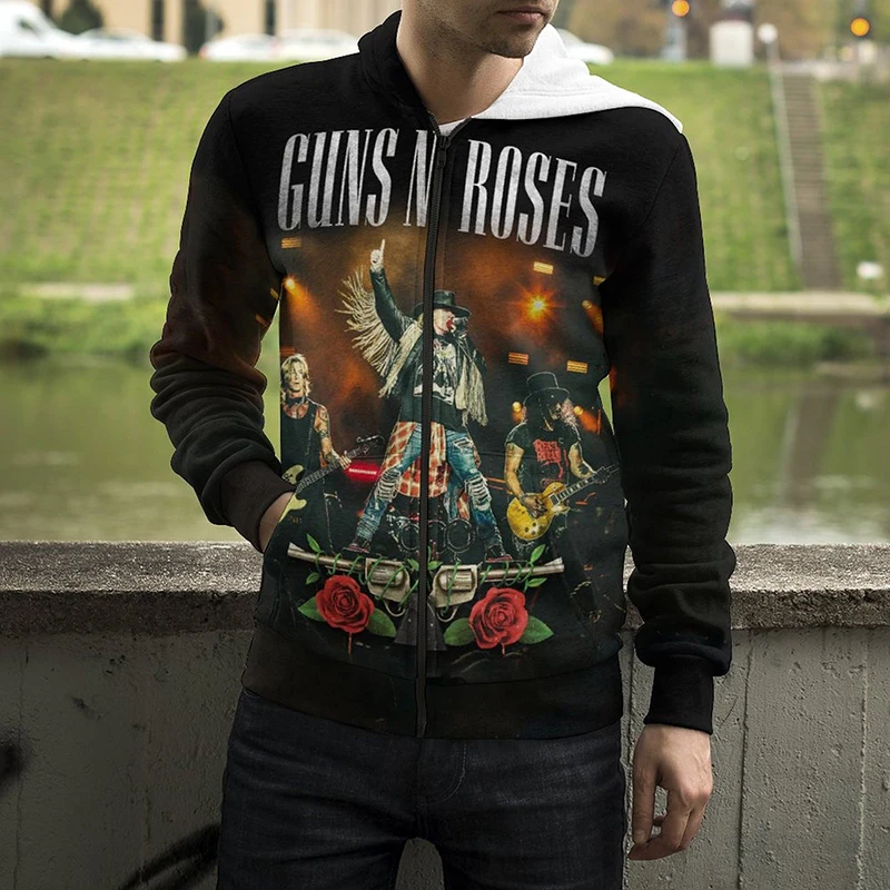 

Толстовки с капюшоном рок-группы Guns N Roses Zip GNR 3D принт крутые Мужские Женские толстовки модная повседневная Уличная одежда пальто в стиле хип-хоп