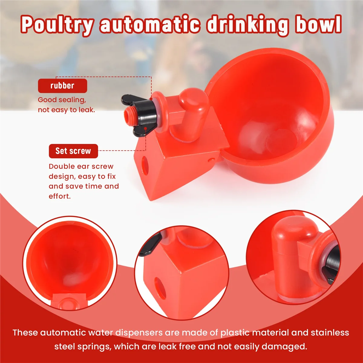 Чашка для полива кур автоматическая поилка птицы 12 шт.