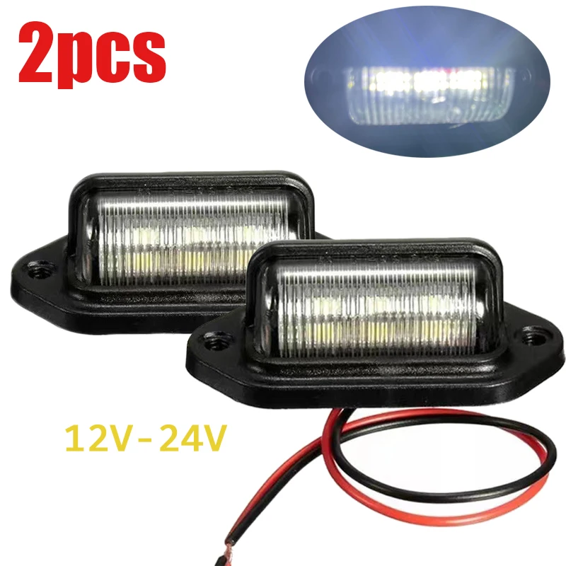 Car Truck License Plate Lights 6 LED Universal License Taillight for Auto Trailer Motorcycle Van Boat Side Lamp 500LM Accessorie