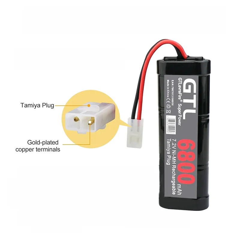 

7.2V 6800mAh NiMH Replacement RC Battery with Tamiya Discharge Connector for RC Toys Racing Cars Boat Aircraft