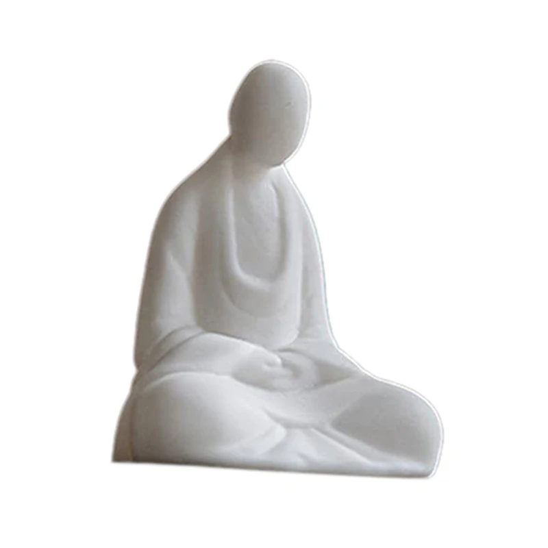 

Mini White Ceramic Buddha Statue Meditating Monk Buddha Statue Zen Style Home Decoration Miniature Landscape Accessories