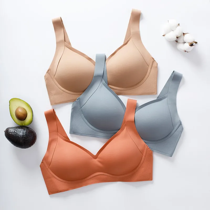 

S-XL Simple solid color Wireless Women Bra Fashion Seamless Sleep Underwear Comfortable Padded Female Sleep Brassiere