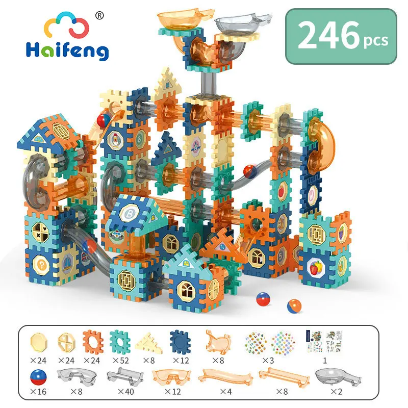 

Hot New Block Marbles Run Educational Toys Construction Building Funny Marble Maze knikkerbaan Ball Slide גולות For Child Gift