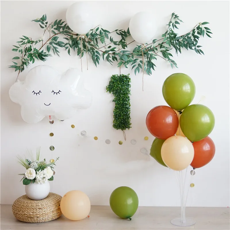 

Artificial Green Plant Number 3D Hang Wall Decoration Birthday Baby Party Background Plastic Leafs Forest Party Decor Kids Toy