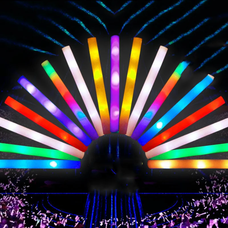 10/30/50Pcs/Lot Glow Sticks Bulk Colorful LED Foam Stick Glow Sticks Cheer Tube RGB Glow in the Dark Light for Party Concert