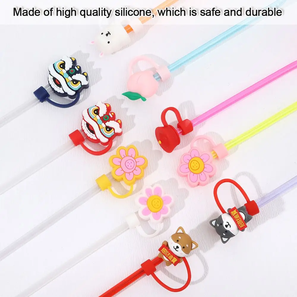 

Lids Peach Flower Cloud Alpaca Silicone Dust-Proof Cap Pipette Tip Cover Cartoon Straws Plugs Drinkware Accessories