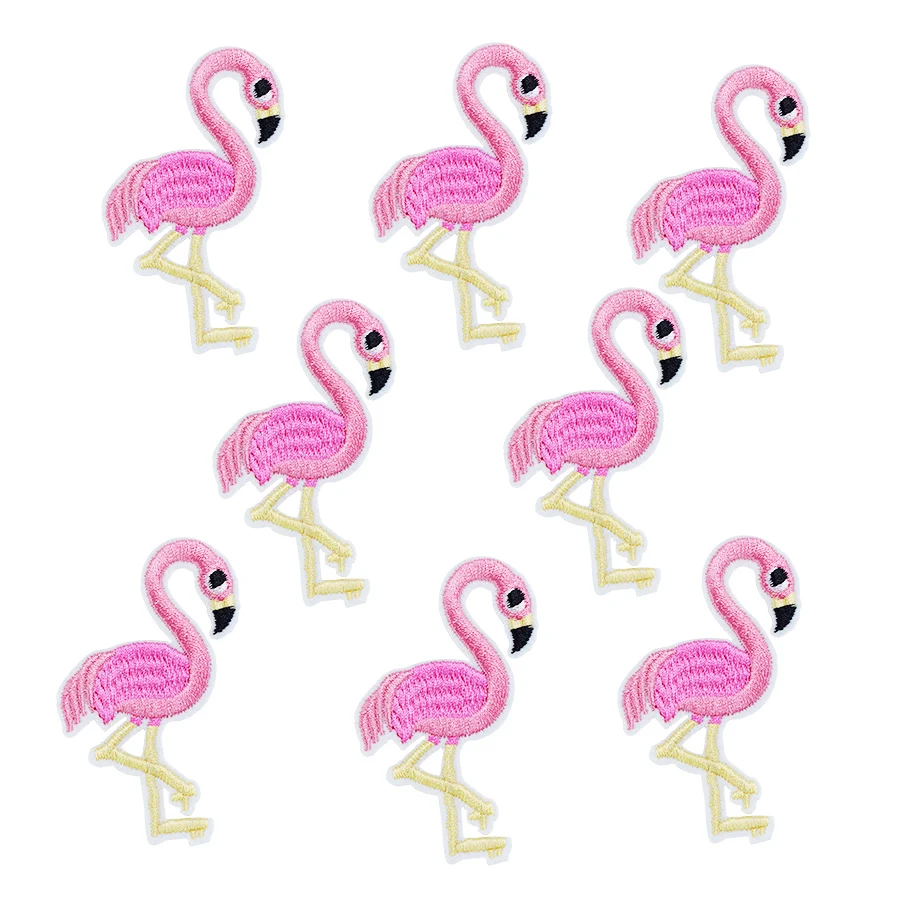 

10PCS Cute Flamingo Patches for Clothes Iron on Applique Embroidered Patch Labels Embroidery Sew Accessories for Kid Jeans DIY