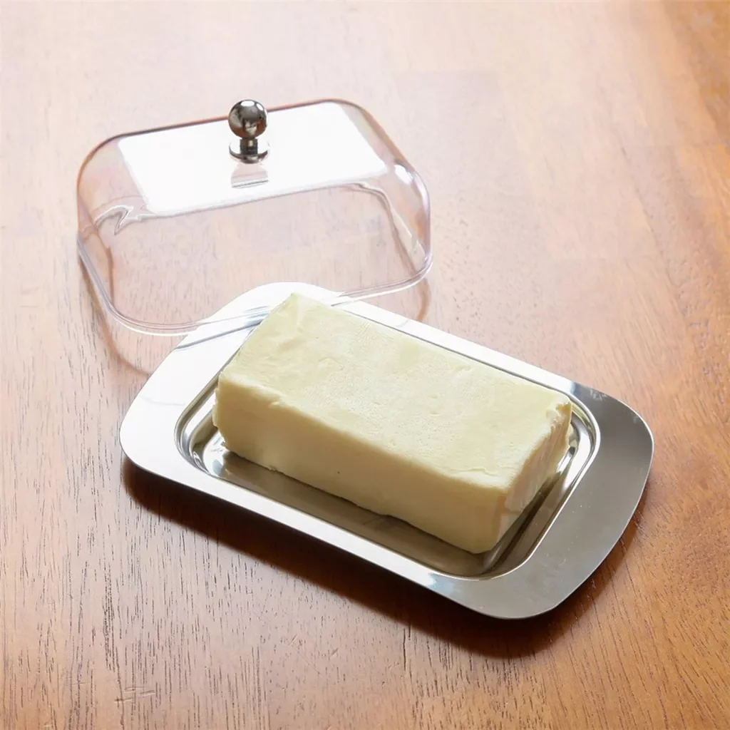 

Stainless Steel Butter Storage Box Cake Bread Fruit Container Steak Salad Biscuit Serving Tray Restaurant Hotel Kitchen