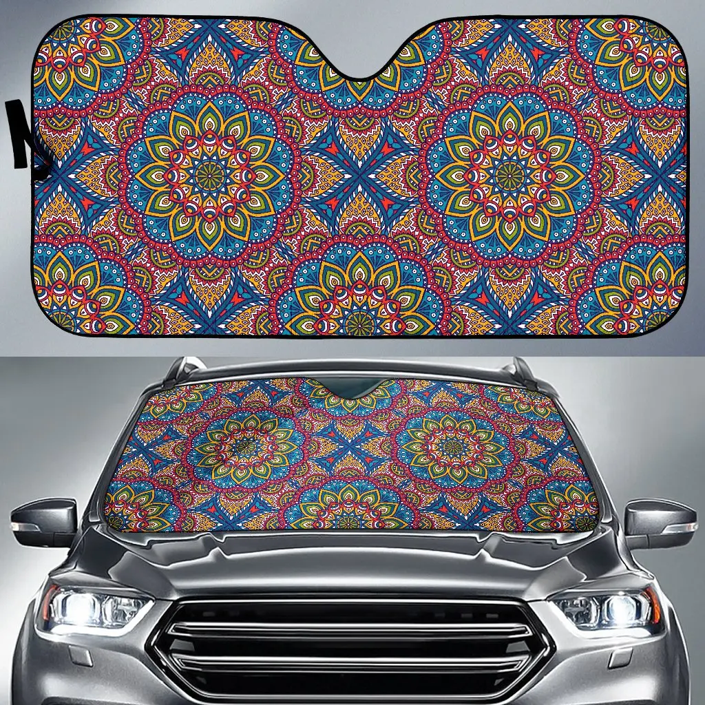

Colorful Bohemian Mandala Pattern Print Car Sun Shade