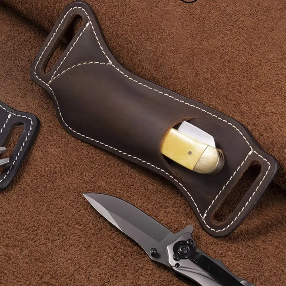 

Cowhide Fold Knife High Quality Brown 16.5*6.5cm Case Holder Outdoor Carry Equipment Flashlight Belt Loop Camping Equipment