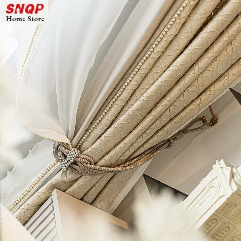 Роскошная французская кремовая мягкая занавеска для гостиной с текстурой