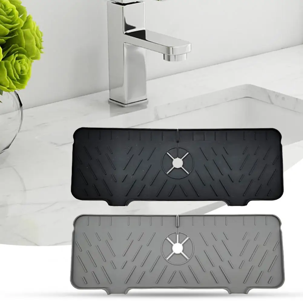 

New Bathroom Silicone Faucet Mat High Silicone Faucet Splash-proof Mat Drip Absorbent Pad Silicone Water Drying Pad