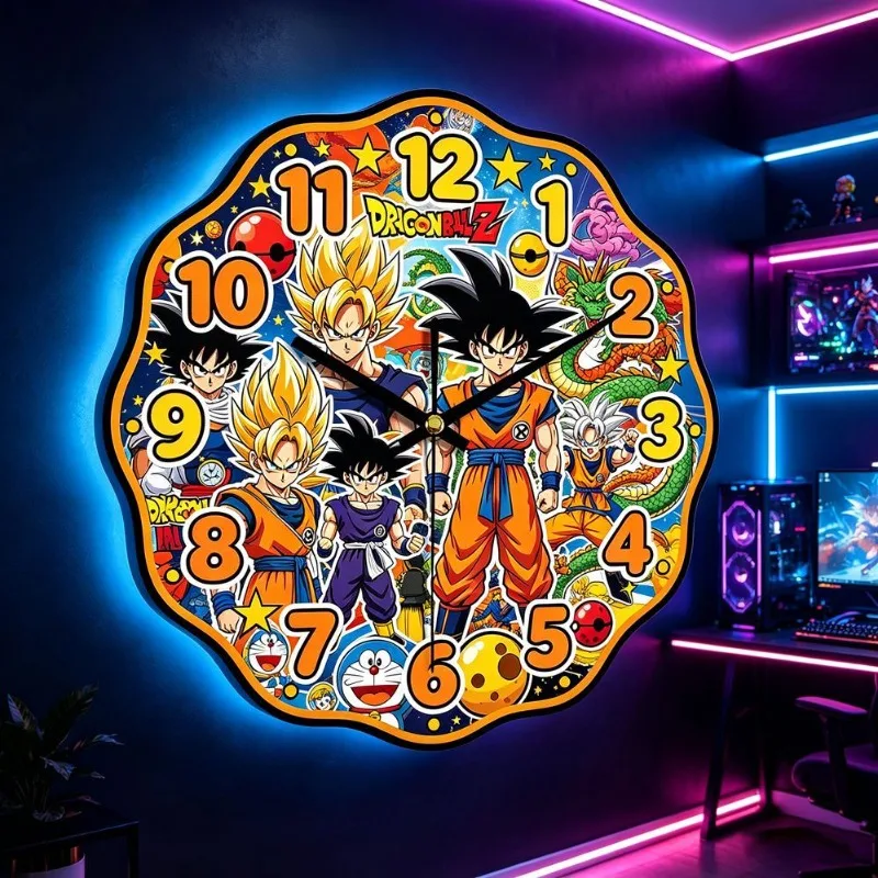 Фото Часы Dragon Ball Son Goku Kakarotte необычной формы, с ярким мультяшным принтом, для дома и спальни, бесшумные, кварцевые №5